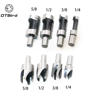

8PCS Drill 5/8" 1/2" 3/8" 1/4" Carbon Steel Woodworking Wood Plug Hole Cutter Drill Bits Set 10MM Shank 6/10/13/16mm Dowel Maker