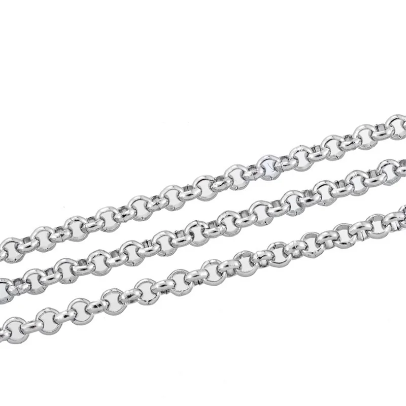 10 м Серебряный тон из нержавеющей стали звено-открытая цепь для ожерелья 2,5 мм (1/8 ")