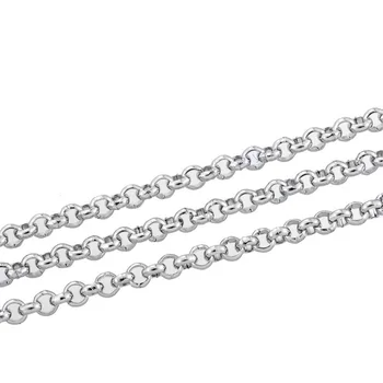 

10M Silver Tone Stainless Steel Link-Opened Chain For Necklace 2.5mm(1/8")