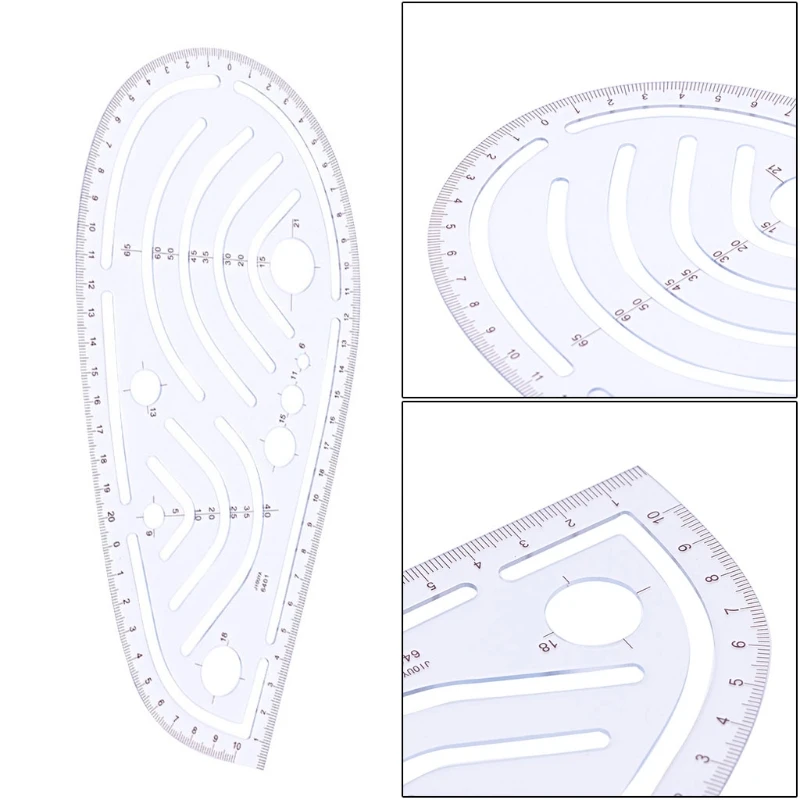 Пластиковая швейная квадратная изогнутая линейка с прямым углом, инструмент для рисования, инструмент для рукоделия, инструмент для поставки, 6 узоров на выбор, французская кривая линейка