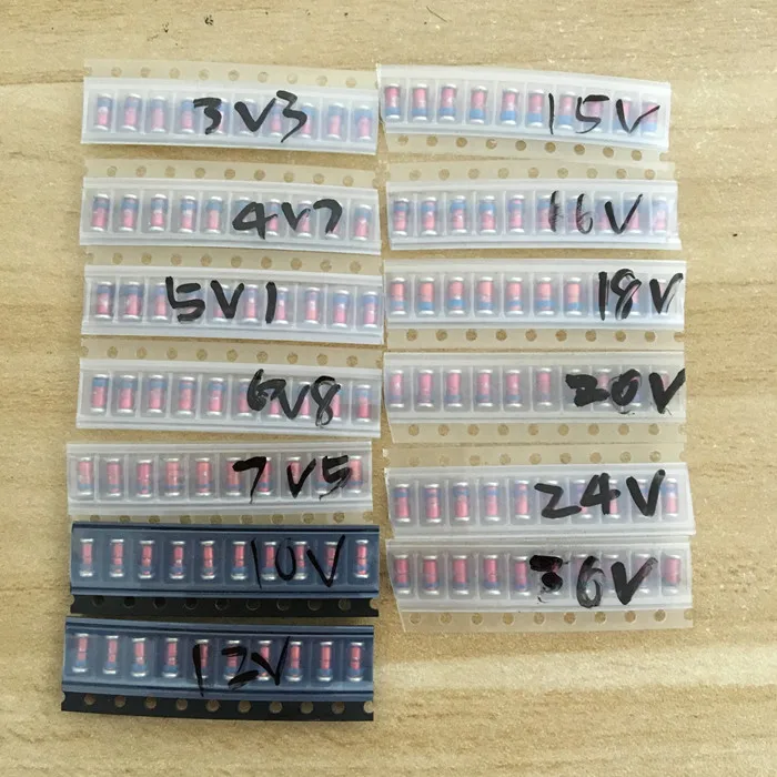 

LL41 SMD Zener diode package 1W 3V3-36V 13 kinds *10pcs= 130pcs