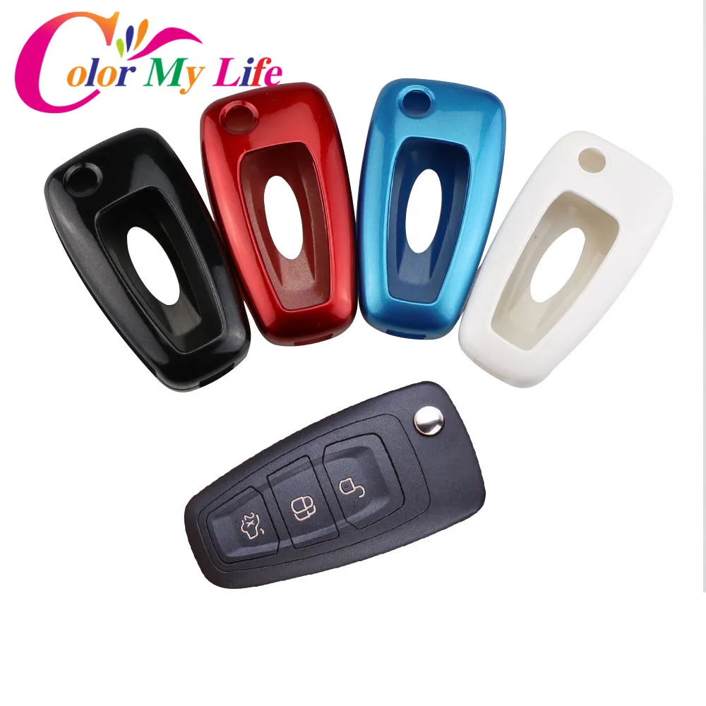

Color My Life Car Folded Key Portection Cover Key Case Key Protective Bag for Ford Focus 3 4 MK3 MK4 Ranger Kuga Escape Parts