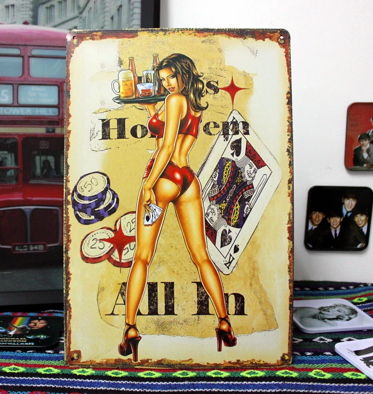 Ua X 0167 New Arrival Playing Card With Sexy Lady Vintage Metal Tin