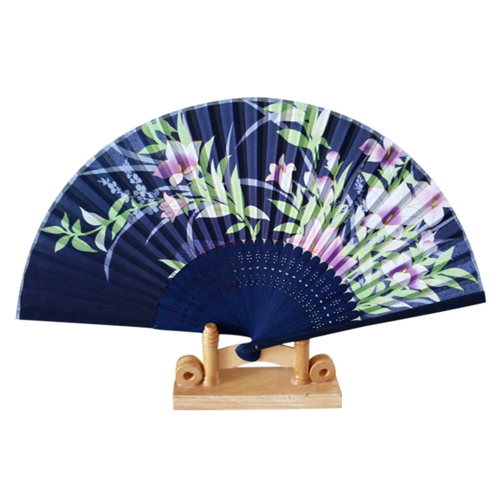 Flower Butterfly Pattern Folding Dance Wedding Party Lace Silk Folding Hand Held Flower Fan G619