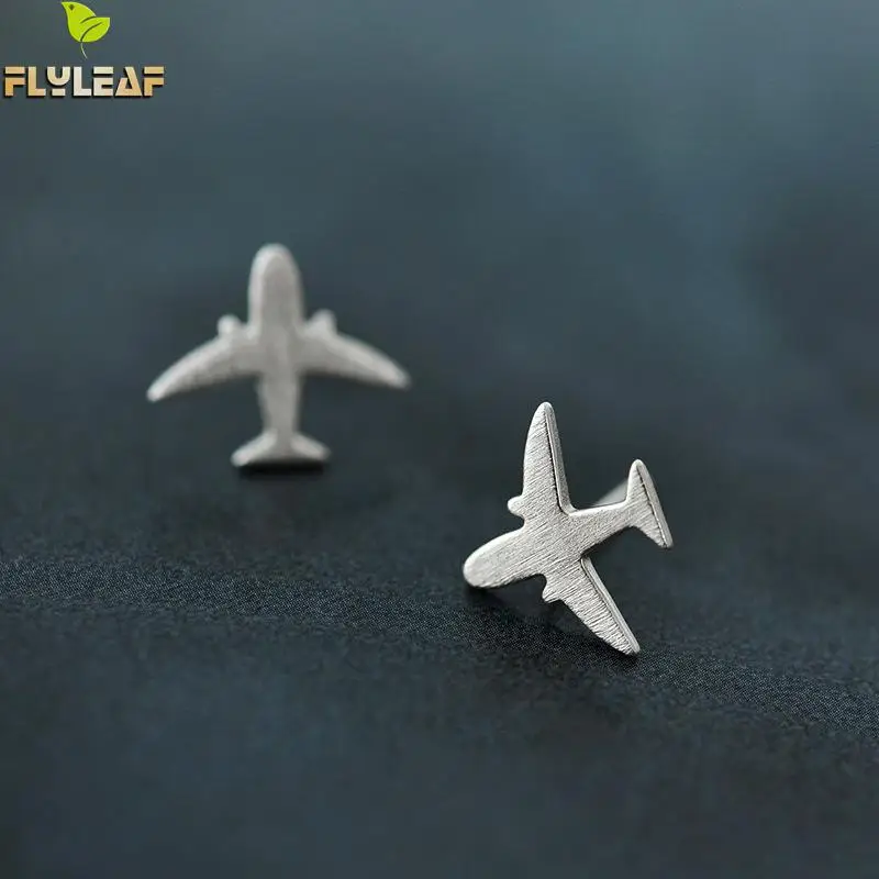 

Flyleaf 100% 925 sterling silver Aircraft Shape Stud Earrings For Women Personalized Fashion Jewelry Free Shipping