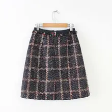 Популярная Новая звезда 65-8250 Европейская и американская мода грубая дважды клетчатая юбка средней длины