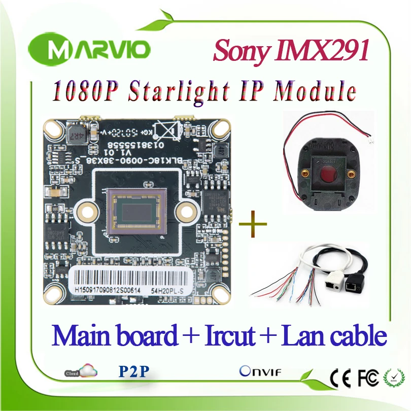 1080P 2.1MP Starlight Supper low Illumination colorful Night Vision Image Sony IMX291 Sensor IP Network Camera Module, Onvif