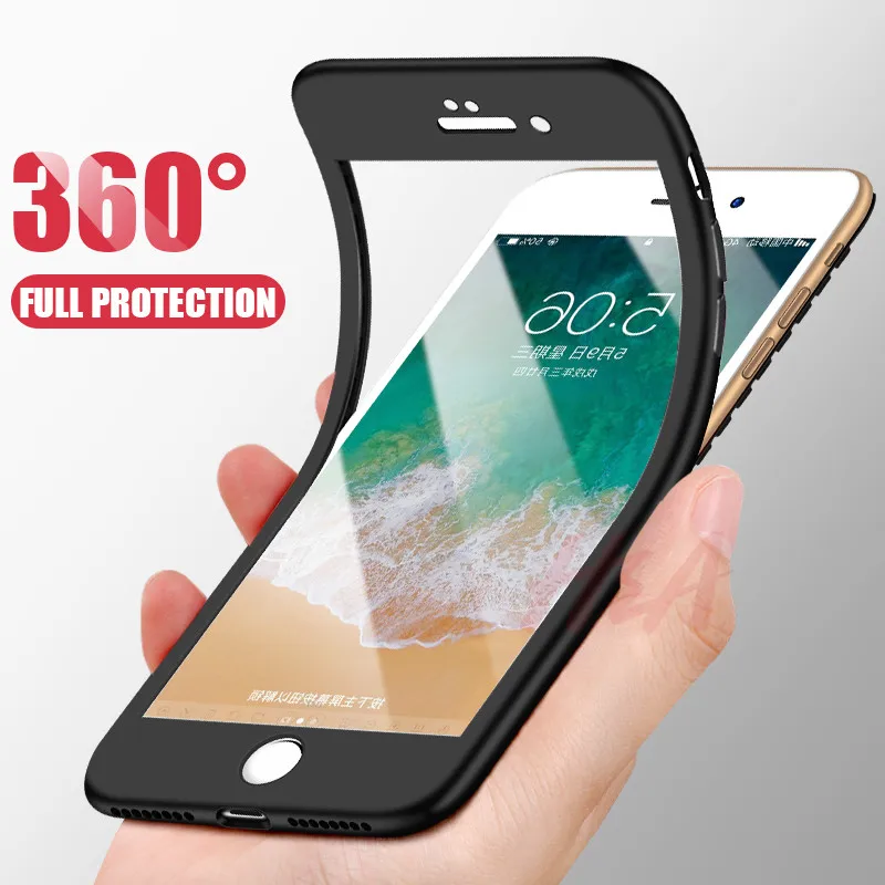 H & A 360 funda completa para teléfono para iPhone 8 6 6 s 7 Plus 5 5S SE suave funda protectora de silicona para iPhone 8 Plus con vidrio