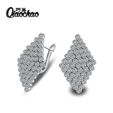 Fashion Square Korean Zircon Small White zircon crystal Hoop Earrings for Women Luxury Jewelry Drop Shipping