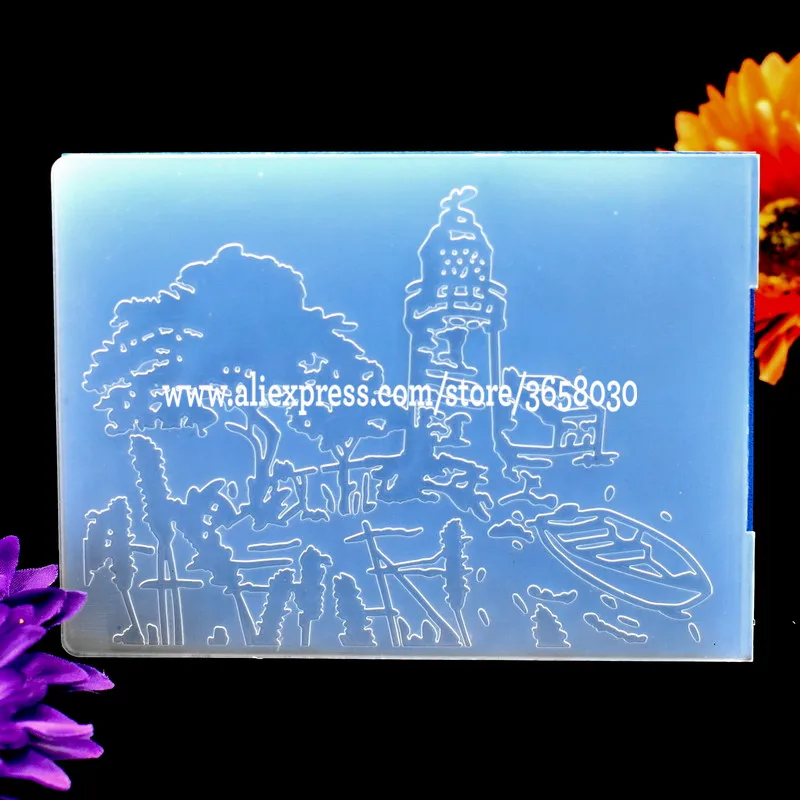 

Lighthouse Ship Tree Plastic Embossing Folder For Scrapbook DIY Album Card Tool Plastic Template 10.5x14.5cm 8070713