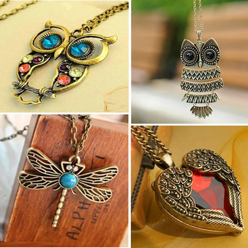 

2016 New Fashion Statement Owl Crystal Necklaces Pendants For Women As A Gift,Gold & Silver Chain Long Jewelry,collier female