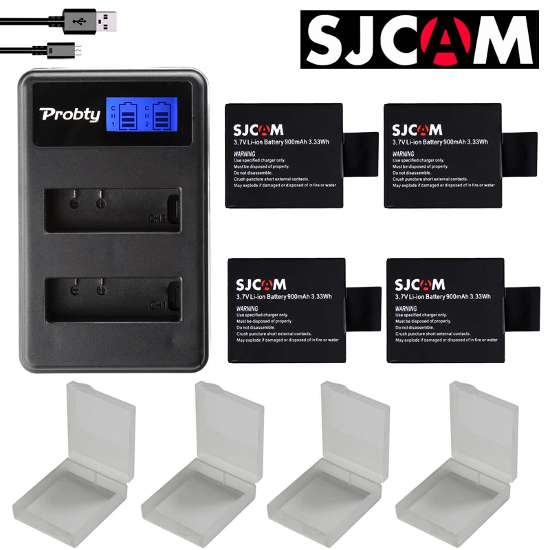 

4 шт., аккумуляторы SJCAM sj4000 eken H9 с двумя USB-портами