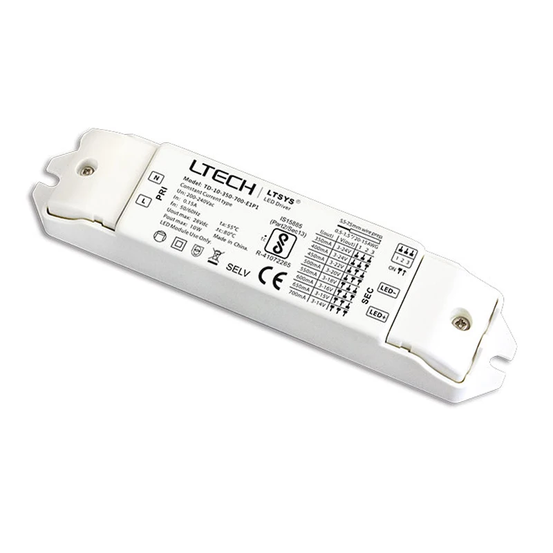Новый ТРИАК Диммируемый драйвер TD 10 350 700 E1P1 CC постоянный ток AC200 240V Вт 350мА 700мА