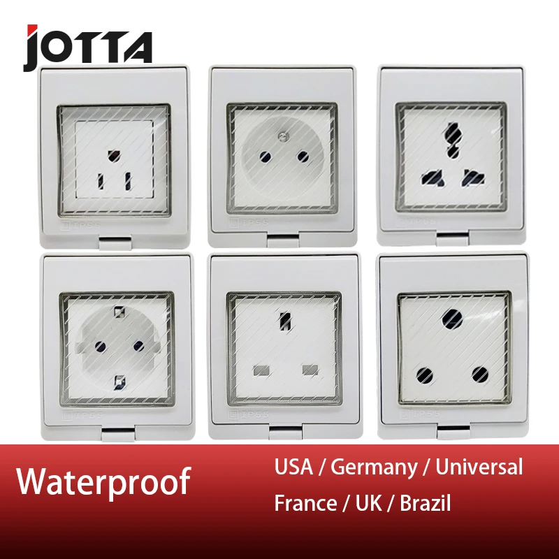 

IP55 Waterproof Wall Socket 16A 250V US standard/UK standard/Universal standard/Germany standard/France standard/Brazil standard
