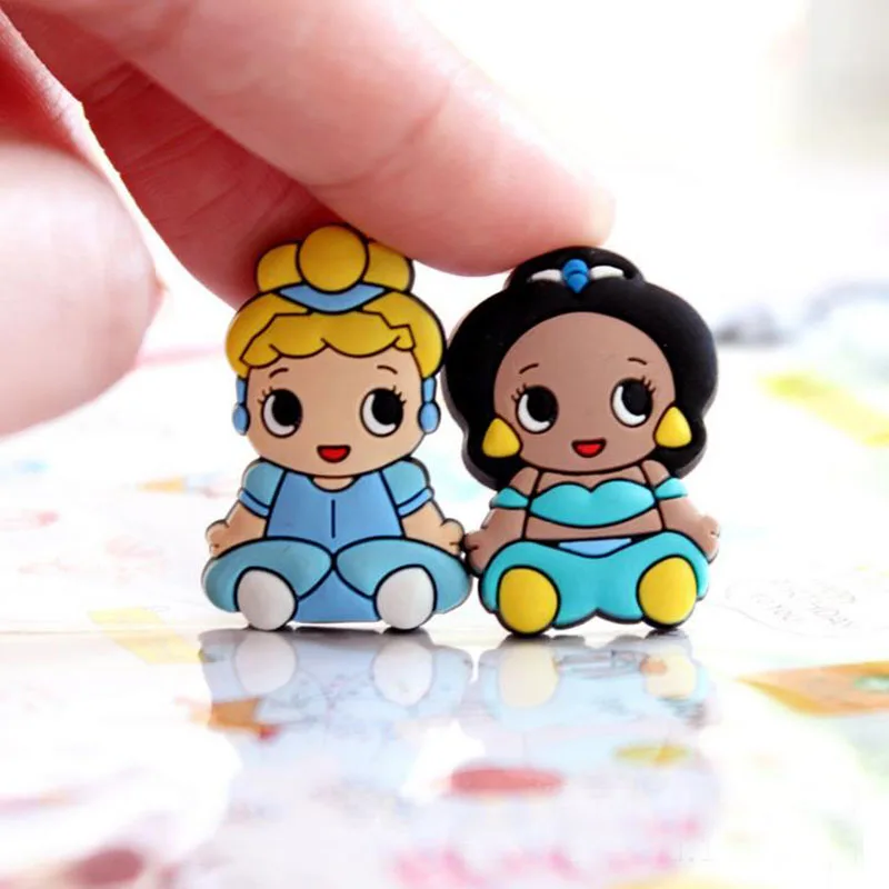 

6 Pcs Kawaii Princess Badge Safety Pin Bag Clothes Ornaments PVC Badge Party Holiday DIY Decorations