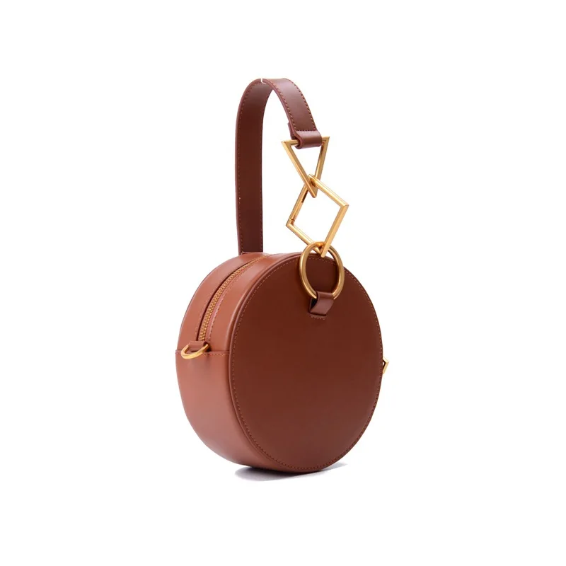 

Cow Leather Circle Box Bags For Lady Portable Geometric Hardware Wrist bag Chic Women Shoulder Bags High Q