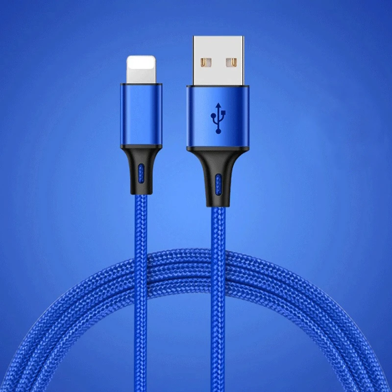 Кабель USB для зарядки и передачи данных для iPhone 6 S 6 S 7 8 Plus 5 5S X XR XS Max iPad Mini Air 2 короткий длинный 2 м 3 м провод для быстрой зарядки - Цвет: Синий