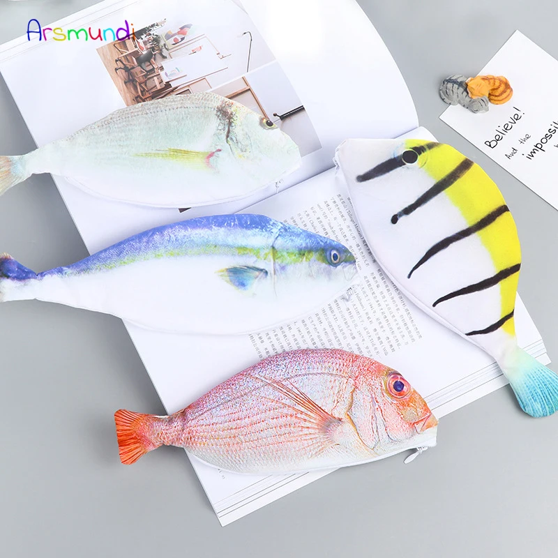

Arsmundi Creative Fish Pencil Case School Office Supplies Kawaii Stationery Estuches Chancery School Cute Pencil Box Pen Bags