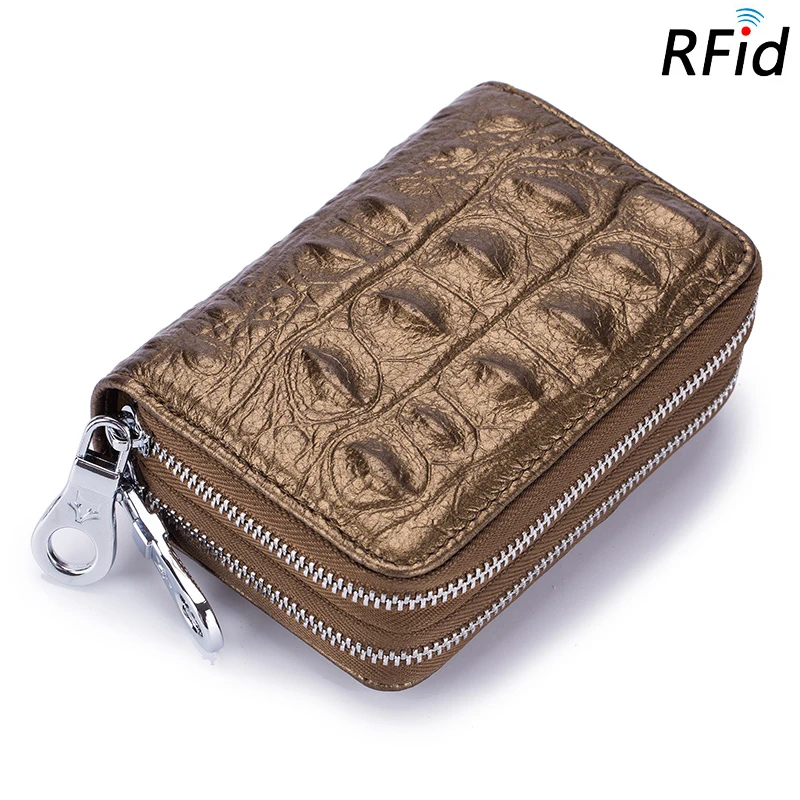 

New Arrivals Cowhide Alligator RFID Card Wallets Brand Designer Unisex Card Holder Double Compartment Multi-function Card Case