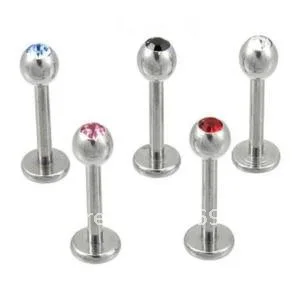 

Labret Ring Lip Piercing Labret Bar 316L Surgical Steel Earring Stud Body Jewelry 50pcs/lot Free Shipping 16G 5colors