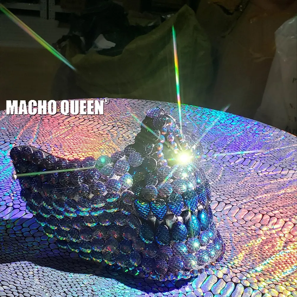 

Holographic Mermaid Scale Mask Burning Man Half Face Skull Mask Costume Summer Musical Festival Rave Clothes Outfits Gear