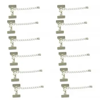 

24x Clasp And Clip Ends Set W.Extender Chain For Jewelry Making Silver 6*16mm