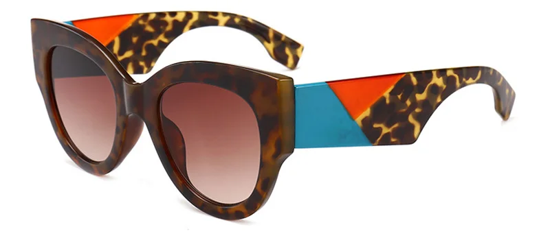 SHAUNA модные разноцветные женские солнцезащитные очки кошачий глаз Ретро Мужские градиентные линзы UV400 - Цвет линз: Leopard Tea Gradient
