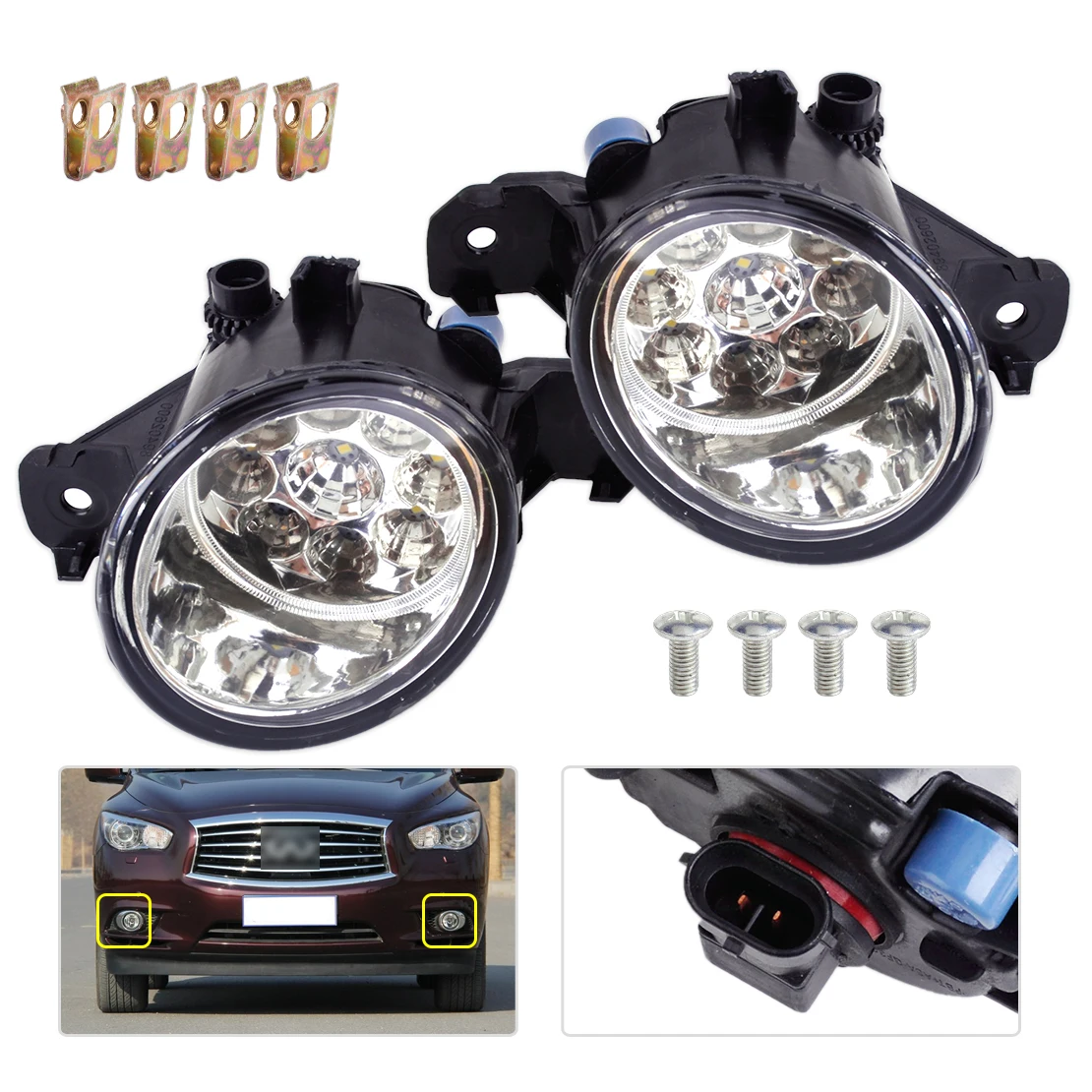 

DWCX 1 Pair 12V 9 LED Front Fog Light Lamps DRL Daytime Running Driving Lights for Infiniti G37 JX35 Nissan Maxima Rogue Sentra