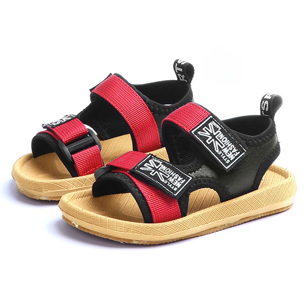 MUQGEW детские сандалии для мальчиков летняя детская обувь для маленьких мальчиков пляжные сандалии кроссовки для детей Детские Лоскутные Повседневные тонкие туфли - Цвет: Red