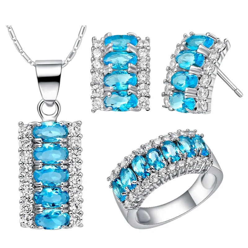 

925 silver NEW suits custom-made suit high-end European and American pop long I crystal suit for women sterling-silver-jewelry