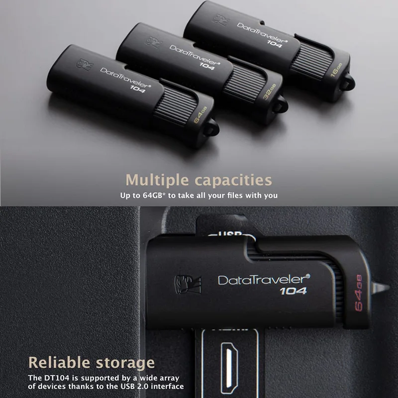 USB флеш накопитель Kingston DT104 16/32/64 ГБ 2 0|USB флэш-накопители| |