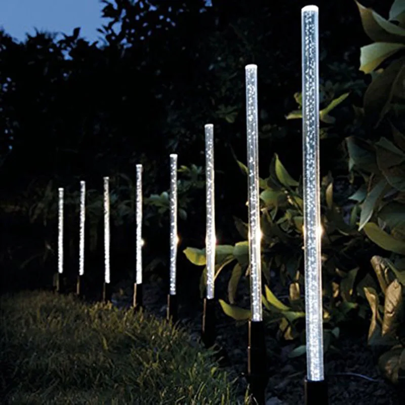 8 Pack Whites Solar Tube Lights Solar Acrylic Bubble Pathway Decoration