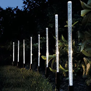 

8 Pack Whites Solar Tube Lights Solar Acrylic Bubble Pathway Decoration Garden Stick Stake Light Set