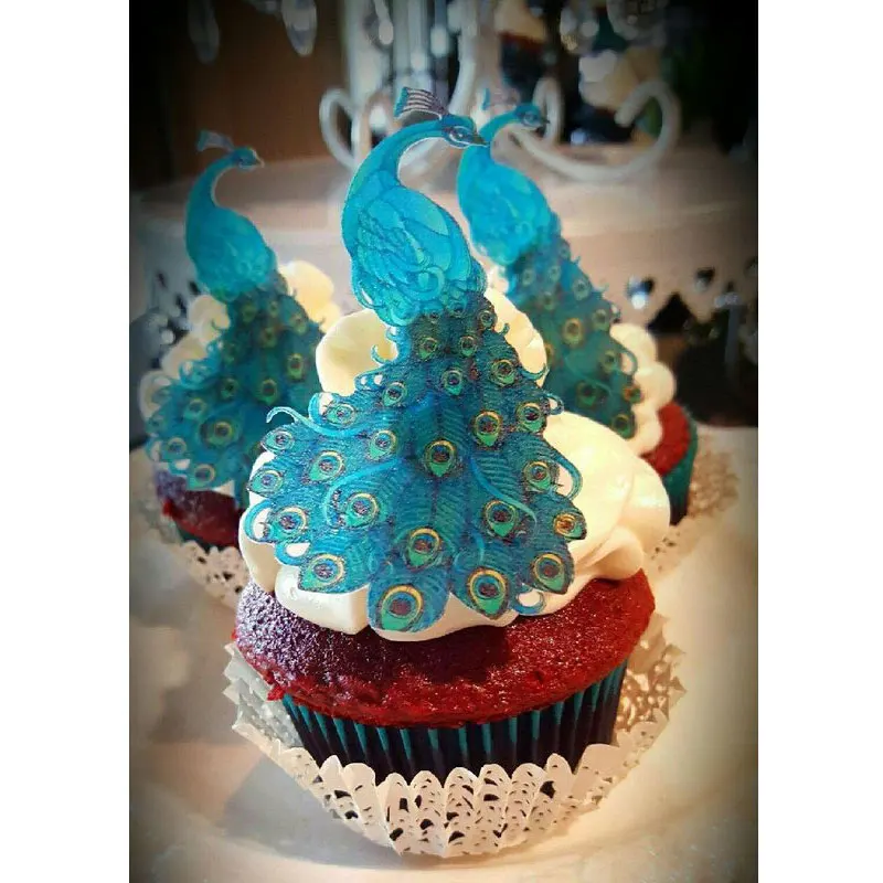 Peacock Shape Edible Wafer Paper For Cupcake Decoration Wedding