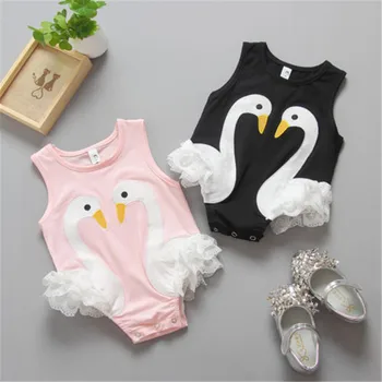 

Fashion Summer Newborn Baby Swan Bodysuit Girl Lace Ruffled Jumpsuit Kids Costume Girls clothes