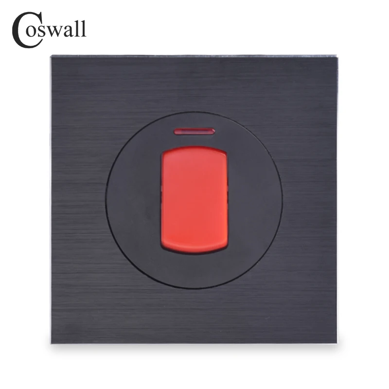 

Coswall 45A DP Switch With Neon For High Power Water Heater On / Off Electric Wall Air Conditioner Switch Black Aluminum Panel