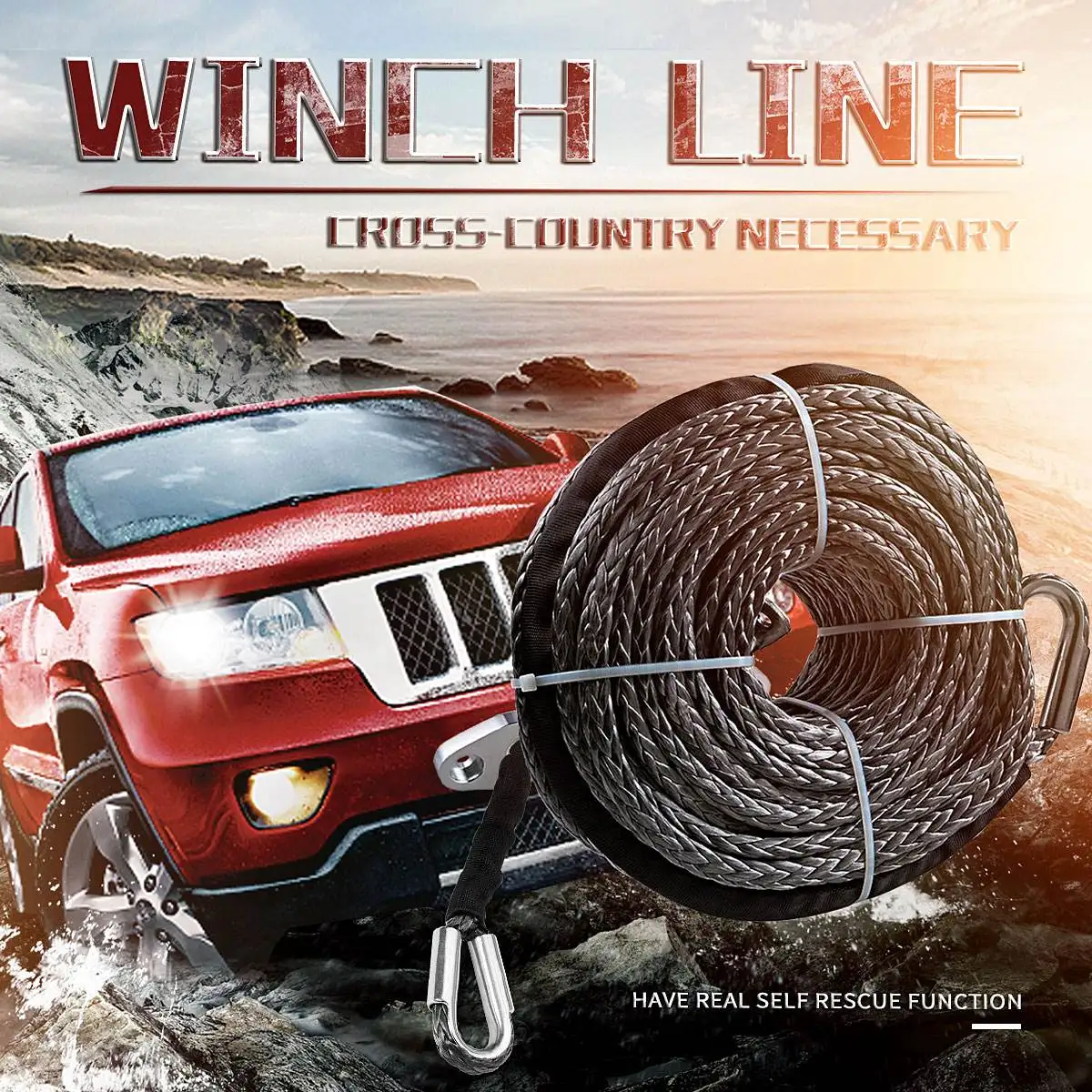 30 м X 9,5 мм автомобильный буксировочный трос синтетический трос кабель 7,5 тонн/16500lbs для транспортного средства тяжелого внедорожника восстановления дороги металлические крючки 30 м X 9,5 мм автомобильный буксировочный трос синтетический трос кабель 7,5 тонн/16500lbs для транспортного средства тяжелого внедорожника восстановления дороги металлические крючки