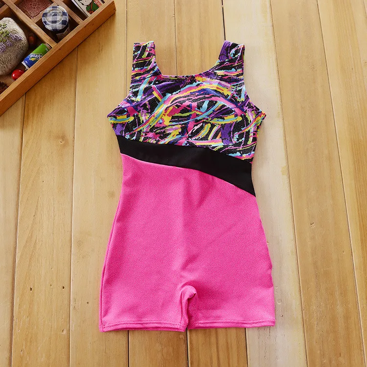 

Girls Tank Gymnastic Unitards Kids Sparkle Fabric Sleeveless Gym Leotards for Girls Acrobatics Ballet Dance Training Bodysuits