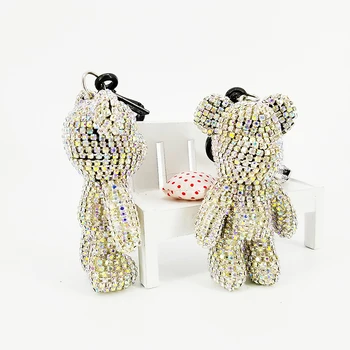 

Rhinestone Bear Keychain Crystal Pendant Decorative Anime Keychains for Women Bags Accessories Jewelry Car Keyring Fashion Gifts