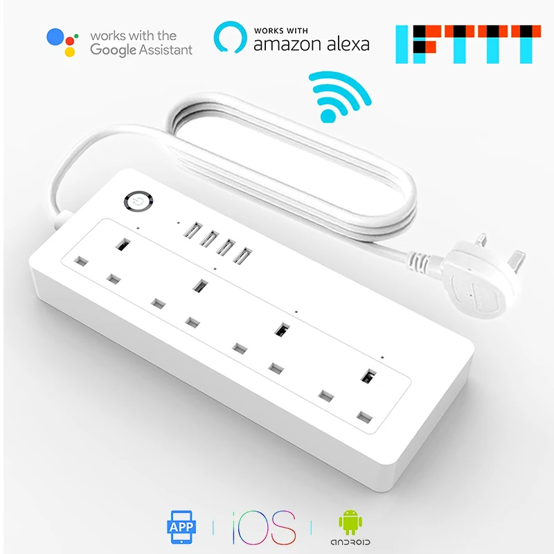 AOFO WiFi полоса питания стандарт Великобритании 100 240 В 13A Номинальное умное