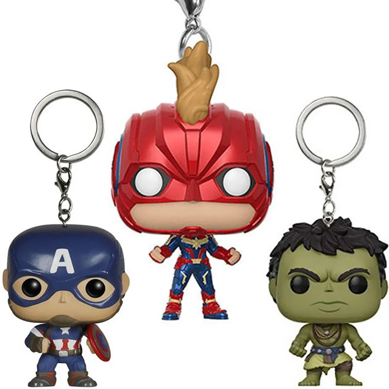 

Marvel Action Figure Avengers Endgame Captain Marvel Model Iron Man Hulk Thor Flash Keychain Toys