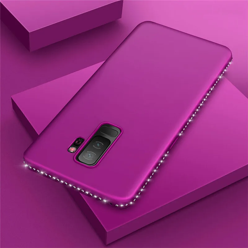 Woman Fashion Glitter Diamond Phone Case for Samsung Galaxy S8 S9 Plus Slim TPU Soft Silicone Cover For Coque Capa NEW |