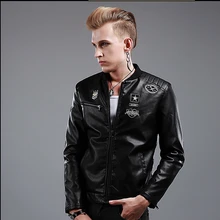 2015 New hot autumn and winter brand casual men clothing Korean Slim thicken leather jackets tide singer costume PU leather coat
