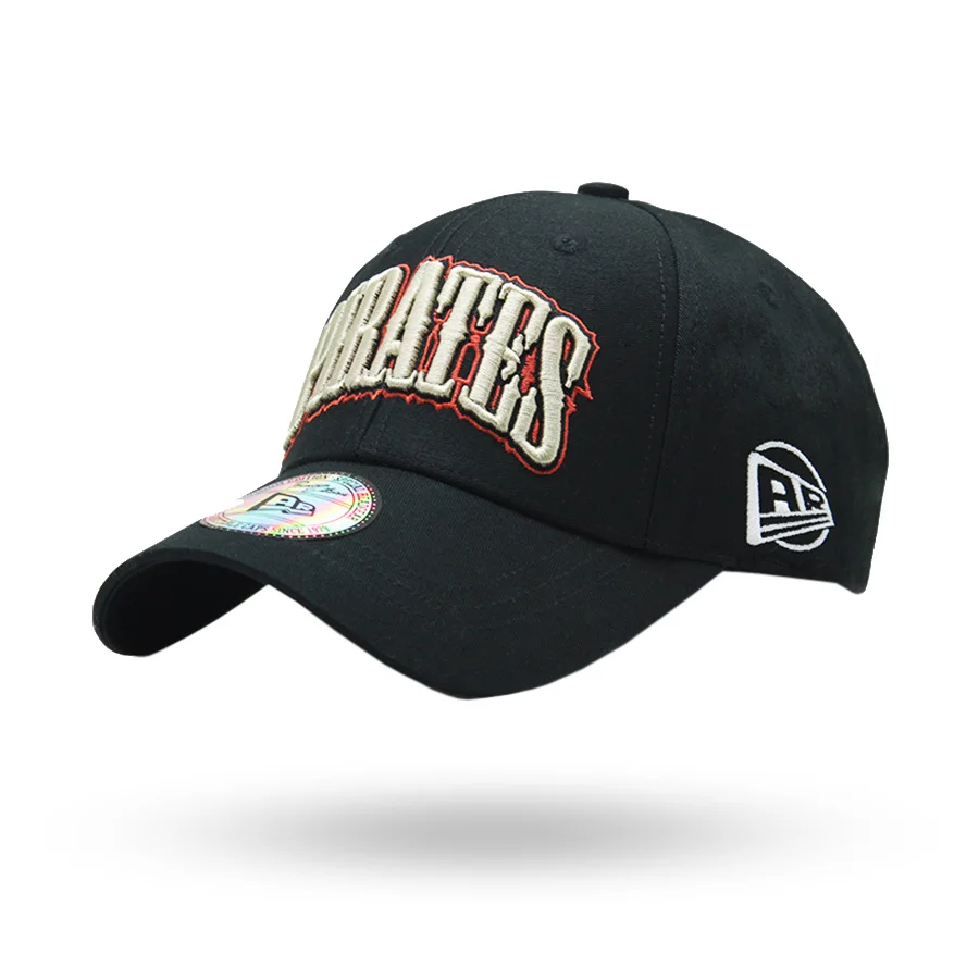 Новая мода саржевая хлопковая бейсболка с ремешком Кепка с вышивкой буквы Пираты для женщин и мужчин летняя солнцезащитная Кепка кепка хип хоп кости