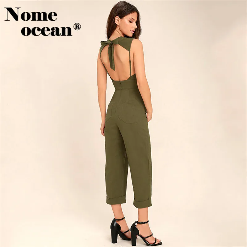 Комбинезоны с вырезами и открытой спиной Летний комбинезон карманами принтом