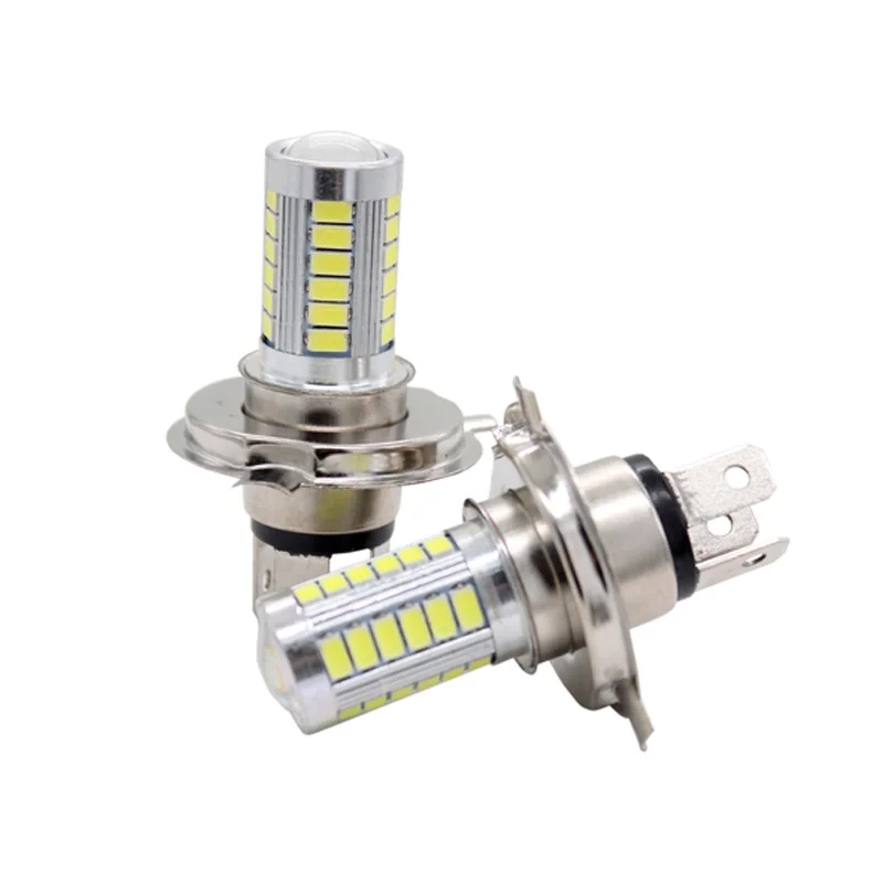 

2Pcs/Set H4 High-Low Beam 5630 5730 33SMD LED Bulb With Len Car Headlight Bulbs Fog Driving Lamp Pure White Color
