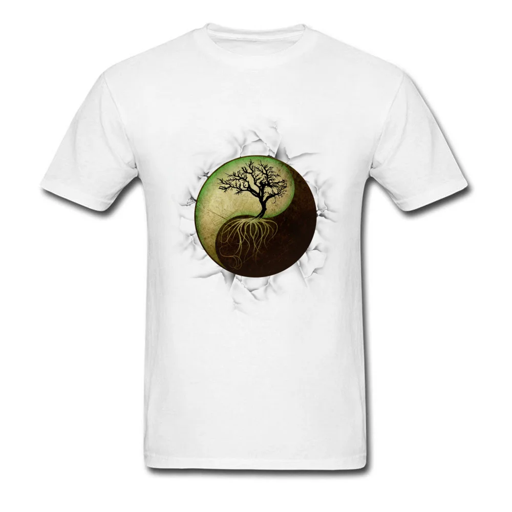 Tees Ying Yang Tree Top T-shirts Summer/Fall Funny Normal Short Sleeve 100% Cotton O-Neck Mens Top T-shirts Normal Ying Yang Tree white