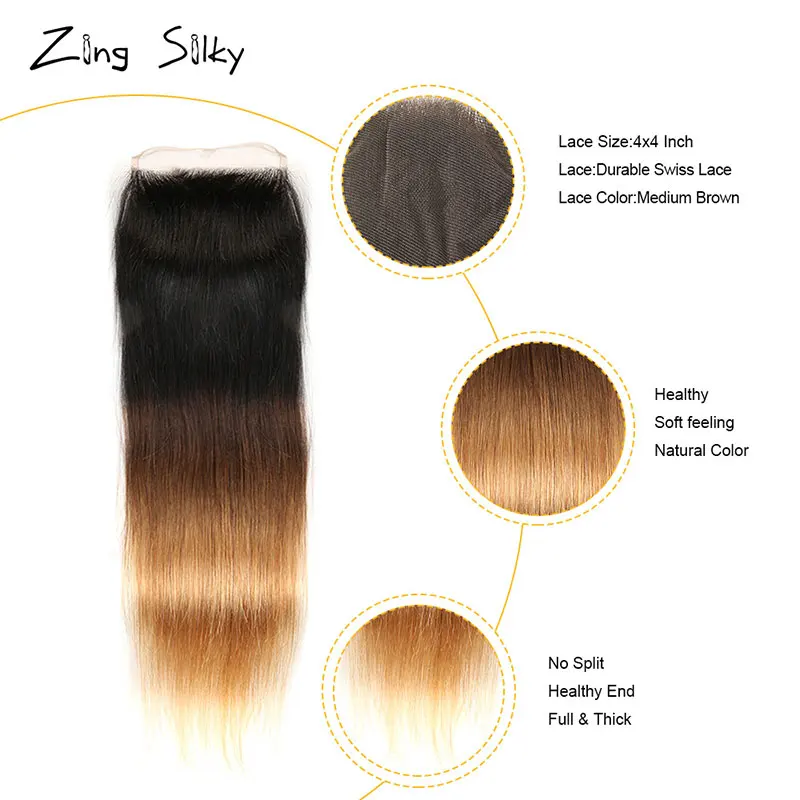 Омбре прямые вплетаемые бразильские человеческие волосы пряди с закрытием 1B 4 27 Remy пряди для наращивания шелковистые волосы от производителя