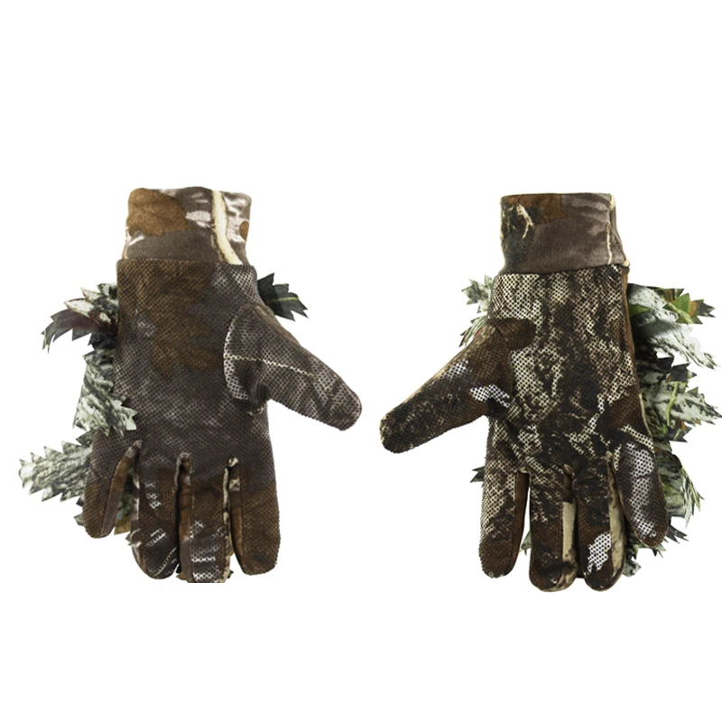 Лидер продаж открытый 3D Кленовые Листья Bionic Камуфляж перчатки полный палец Нескользящие охотничьи перчатки для охоты рыбалки