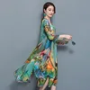 Large Size 3XL 4XL Women 2 Piece Set Women Autumn Natioanl Print Sling Dress + Open Stitch Cardigan Suit Elegant Chiffon Vestido ► Photo 2/6
